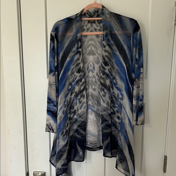 Chico's Tops - Chico's Sheer Blue and Black Patterned Blouse